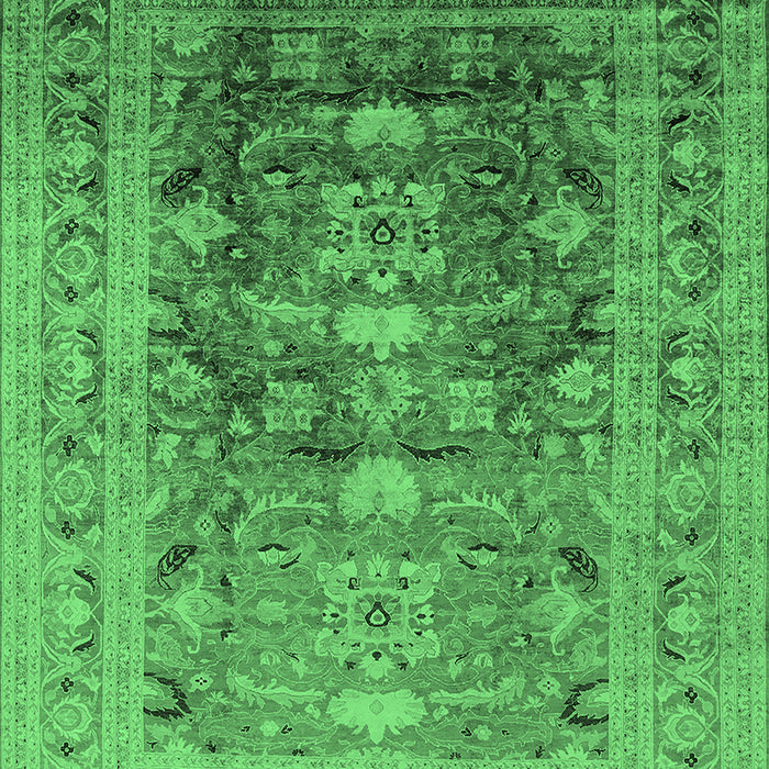 Machine Washable Oriental Emerald Green Traditional Area Rugs, wshurb2988emgrn