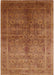 Mid-Century Modern Mahogany Brown Oriental Rug, urb2989