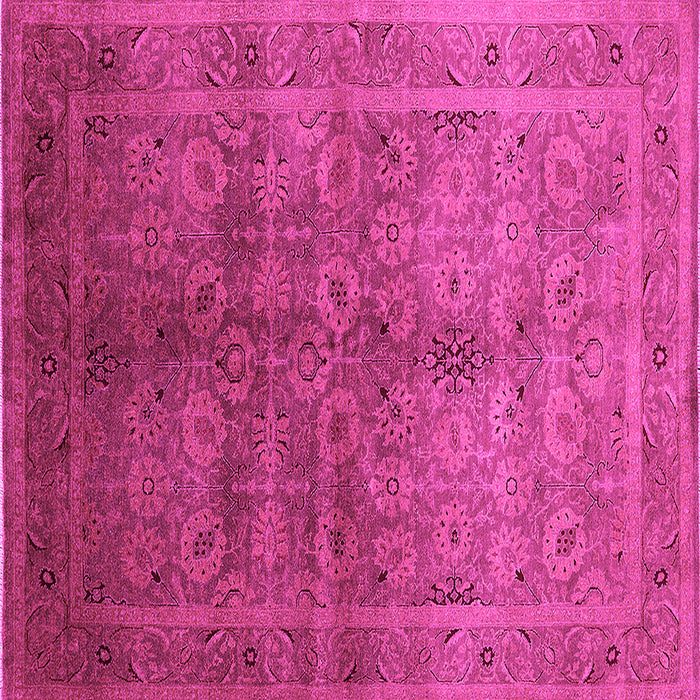 Square Machine Washable Oriental Pink Traditional Rug, wshurb2989pnk