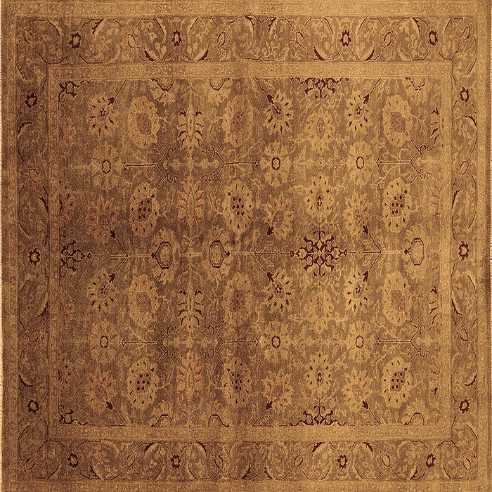 Square Machine Washable Oriental Brown Traditional Rug, wshurb2989brn