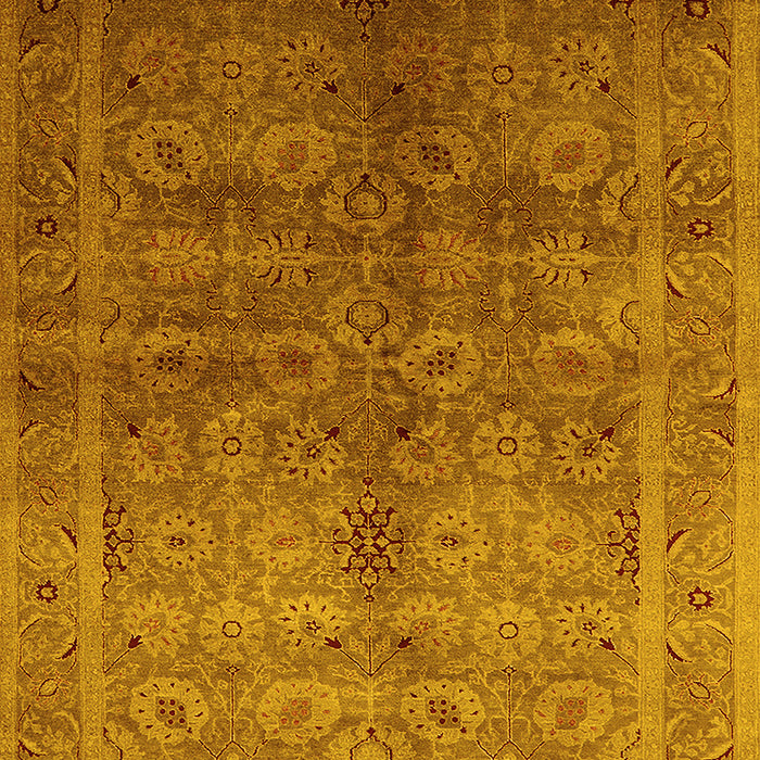 Machine Washable Oriental Yellow Traditional Rug, wshurb2989yw