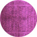 Round Oriental Purple Traditional Rug, urb2989pur
