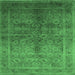 Square Oriental Emerald Green Traditional Rug, urb2989emgrn