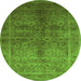 Round Oriental Green Traditional Rug, urb2989grn