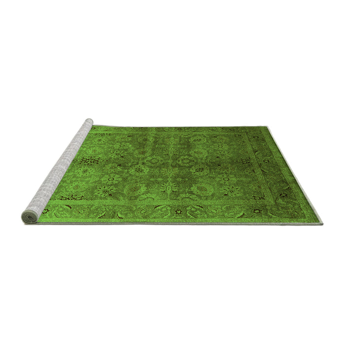Sideview of Machine Washable Oriental Green Traditional Area Rugs, wshurb2989grn