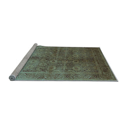 Sideview of Machine Washable Oriental Light Blue Traditional Rug, wshurb2989lblu