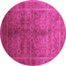 Round Oriental Pink Traditional Rug, urb2989pnk