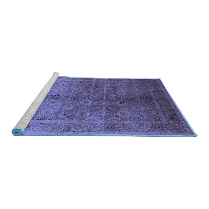 Sideview of Machine Washable Oriental Blue Traditional Rug, wshurb2989blu