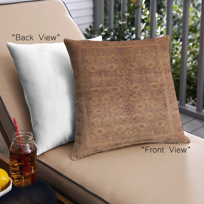 Front View of Mid-Century Modern Urban Square Mahogany Brown Throw Pillow, 18 inch by 18 inch, pwurb2989
