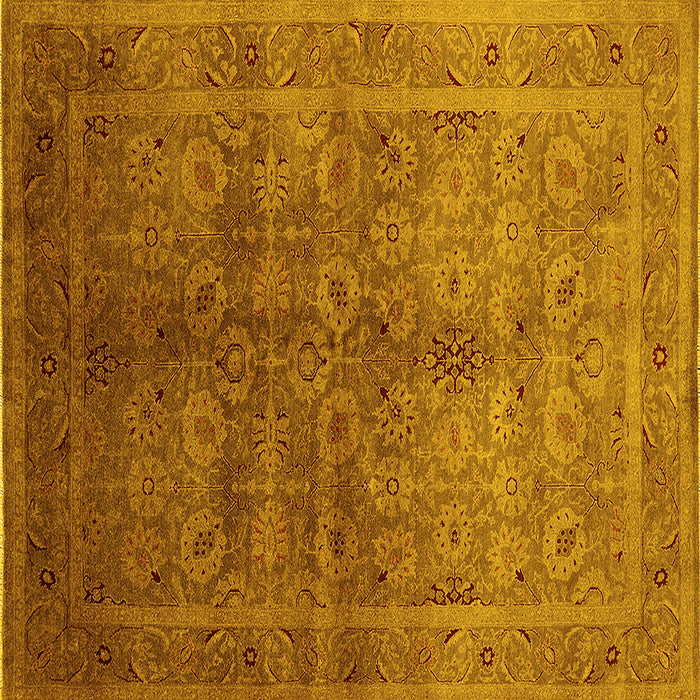 Square Oriental Yellow Traditional Rug, urb2989yw