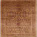 Square Mid-Century Modern Mahogany Brown Oriental Rug, urb2989