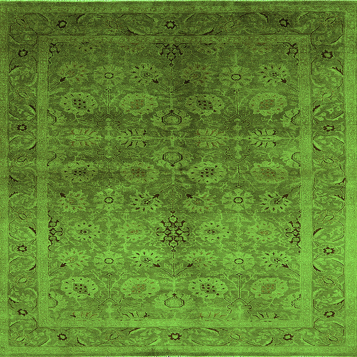 Square Machine Washable Oriental Green Traditional Area Rugs, wshurb2989grn