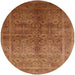 Round Mid-Century Modern Mahogany Brown Oriental Rug, urb2989