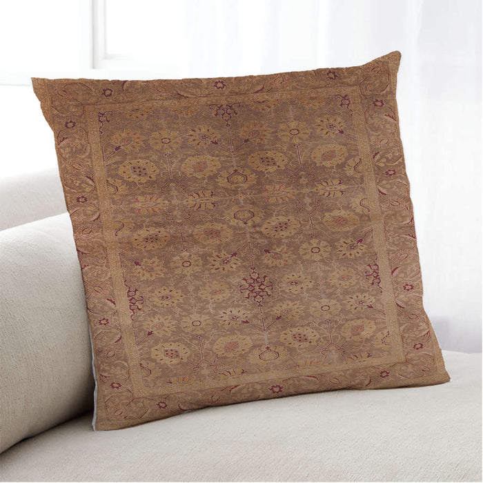 Lifestyle Image of Mid-Century Modern Urban Square Mahogany Brown Throw Pillow, 18 inch by 18 inch, pwurb2989