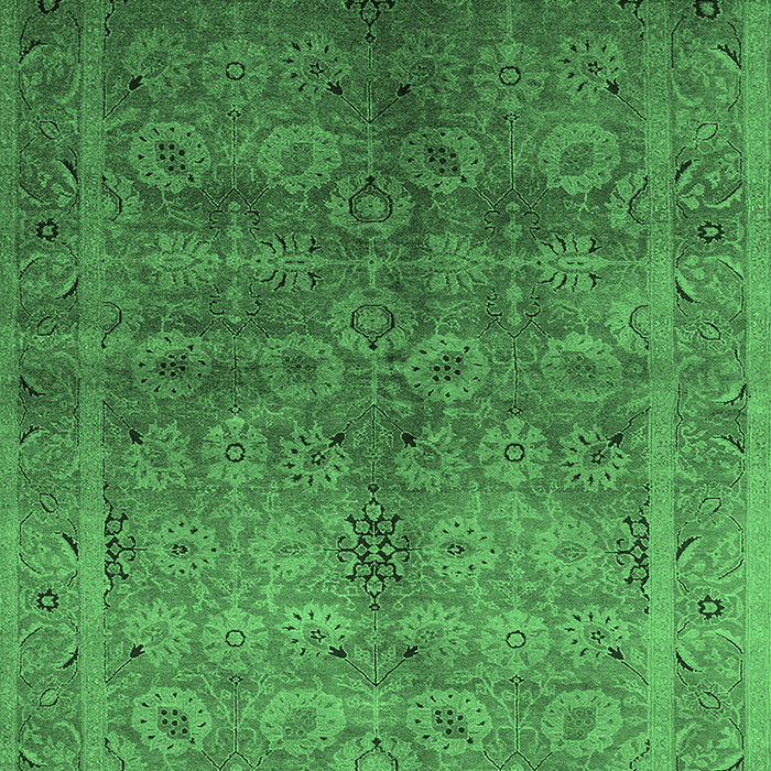 Machine Washable Oriental Emerald Green Traditional Area Rugs, wshurb2989emgrn