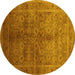 Round Oriental Yellow Traditional Rug, urb2989yw