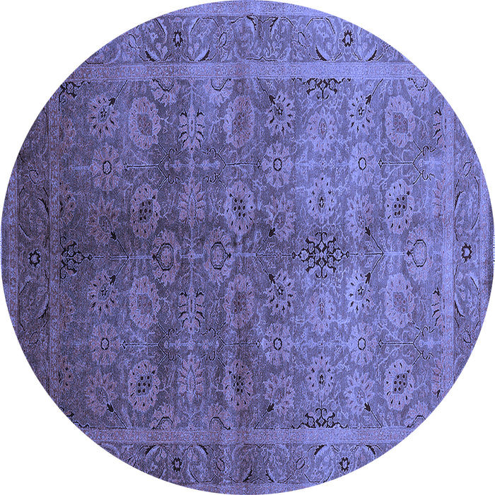 Round Oriental Blue Traditional Rug, urb2989blu