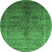 Round Oriental Emerald Green Traditional Rug, urb2989emgrn