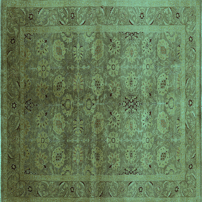Square Oriental Turquoise Traditional Rug, urb2989turq