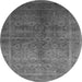 Round Machine Washable Oriental Gray Traditional Rug, wshurb2989gry