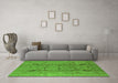 Machine Washable Oriental Green Industrial Area Rugs in a Living Room,, wshurb2990grn