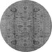 Round Oriental Gray Industrial Rug, urb2990gry