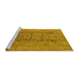 Sideview of Machine Washable Oriental Yellow Industrial Rug, wshurb2990yw