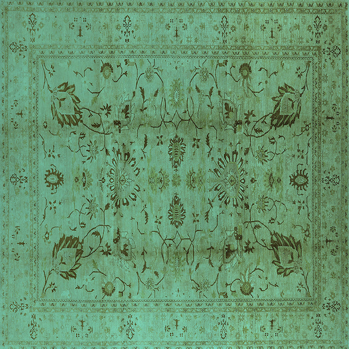 Square Machine Washable Oriental Turquoise Industrial Area Rugs, wshurb2990turq