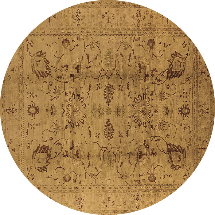 Round Oriental Brown Industrial Rug, urb2990brn
