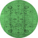 Round Oriental Emerald Green Industrial Rug, urb2990emgrn