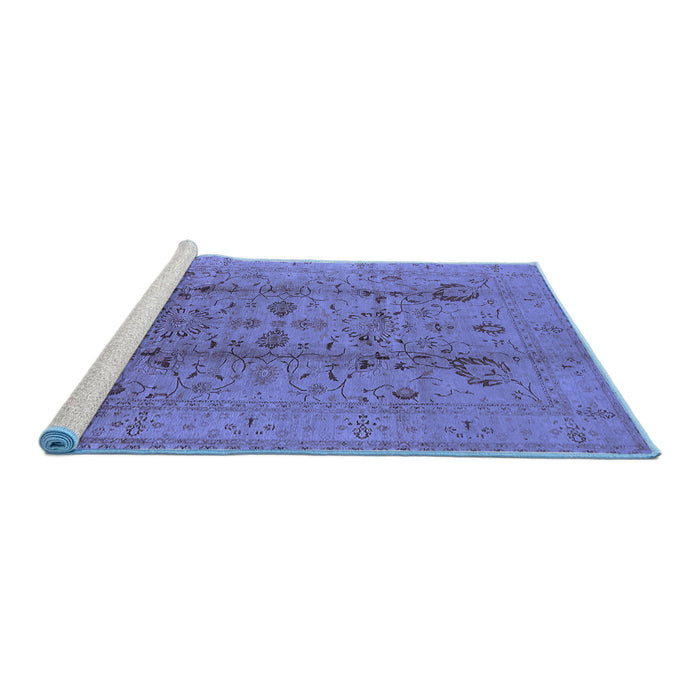 Sideview of Machine Washable Oriental Blue Industrial Rug, wshurb2990blu