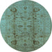 Round Oriental Light Blue Industrial Rug, urb2990lblu