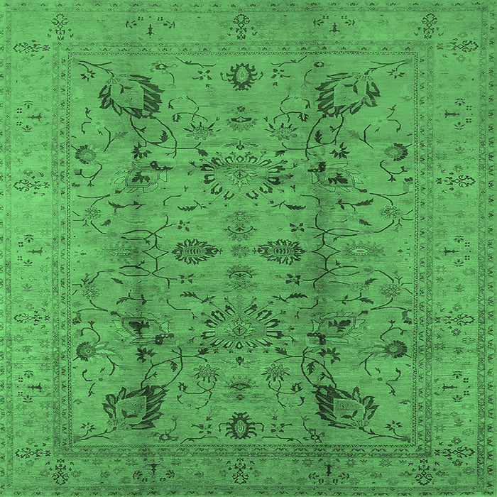 Square Machine Washable Oriental Emerald Green Traditional Area Rugs, wshurb2991emgrn