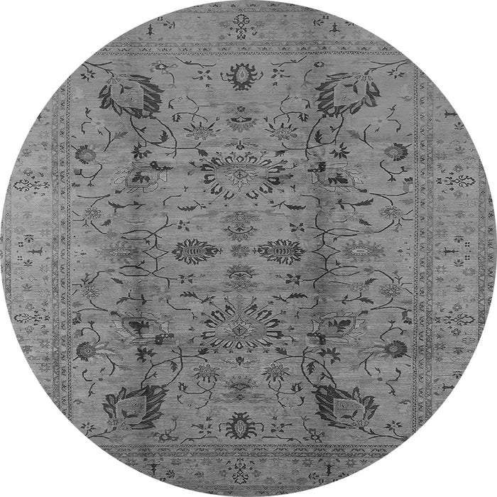 Round Machine Washable Oriental Gray Traditional Rug, wshurb2991gry