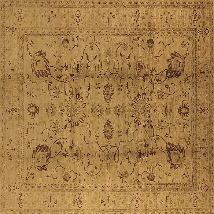 Square Oriental Brown Traditional Rug, urb2991brn