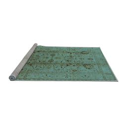 Sideview of Machine Washable Oriental Light Blue Traditional Rug, wshurb2991lblu