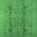 Square Oriental Emerald Green Traditional Rug, urb2991emgrn