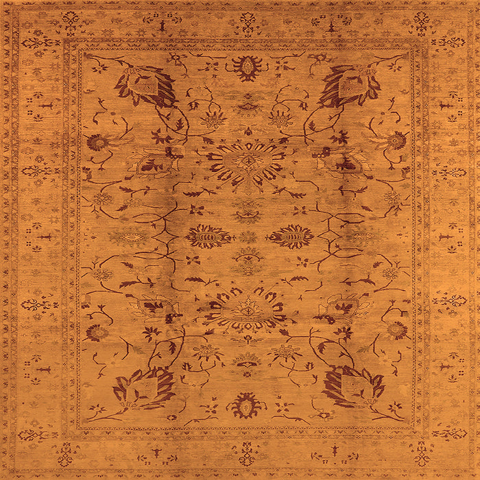 Square Oriental Orange Traditional Rug, urb2991org
