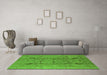 Machine Washable Oriental Green Traditional Area Rugs in a Living Room,, wshurb2991grn