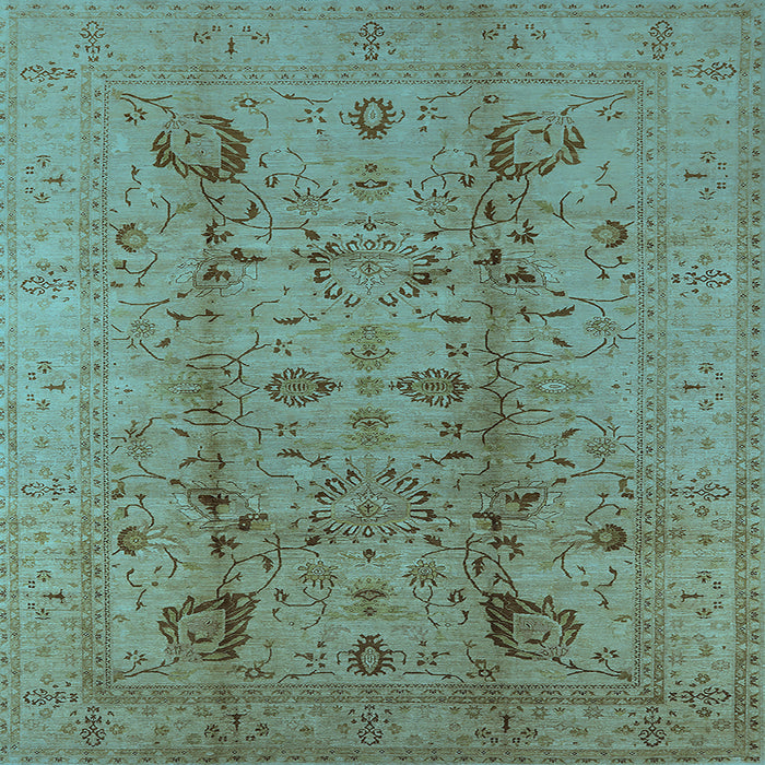 Square Machine Washable Oriental Light Blue Traditional Rug, wshurb2991lblu