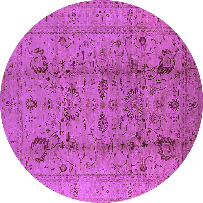 Round Oriental Purple Traditional Rug, urb2991pur