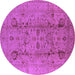 Round Oriental Purple Traditional Rug, urb2991pur