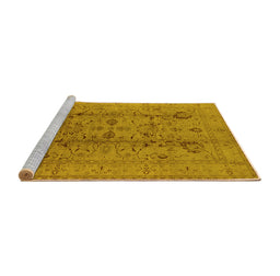 Sideview of Machine Washable Oriental Yellow Traditional Rug, wshurb2991yw