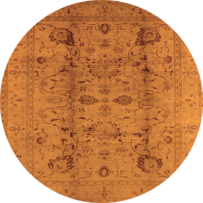 Round Oriental Orange Traditional Rug, urb2991org
