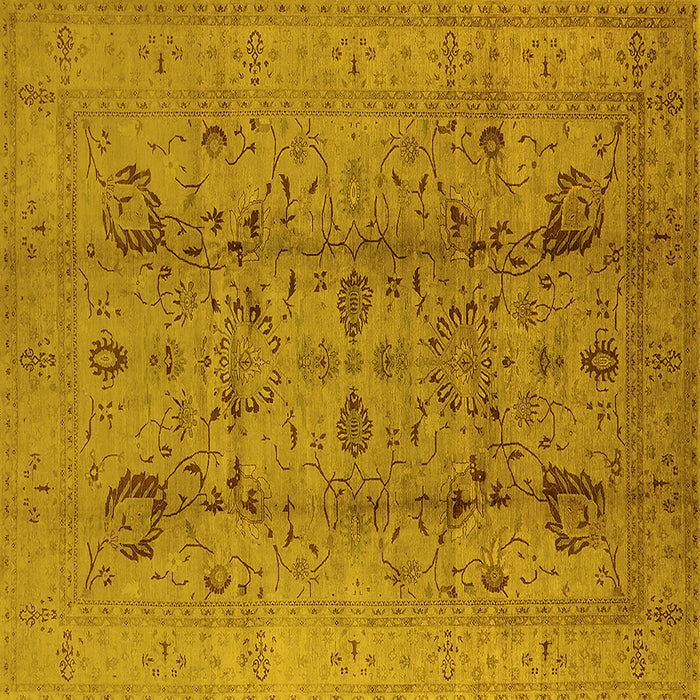 Square Oriental Yellow Traditional Rug, urb2991yw