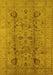 Machine Washable Oriental Yellow Traditional Rug, wshurb2991yw