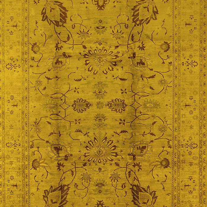 Machine Washable Oriental Yellow Traditional Rug, wshurb2991yw