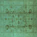 Square Oriental Turquoise Traditional Rug, urb2991turq