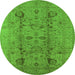 Round Oriental Green Traditional Rug, urb2991grn