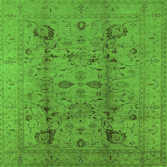 Square Machine Washable Oriental Green Traditional Area Rugs, wshurb2991grn